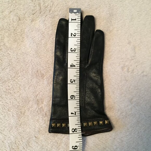 Black leather gloves sz S - Picture 6 of 11